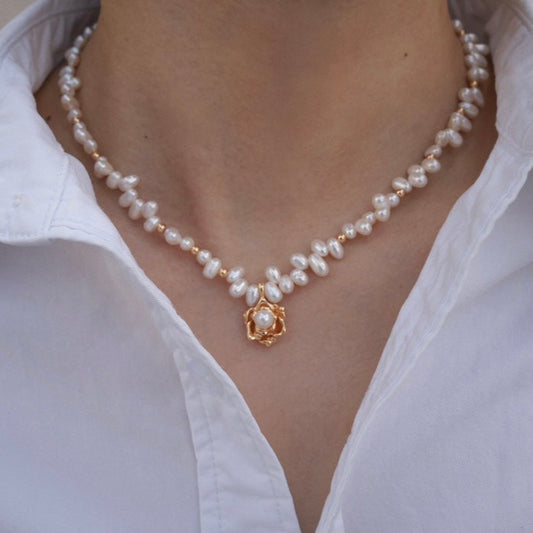 Camellia Pearl Necklace