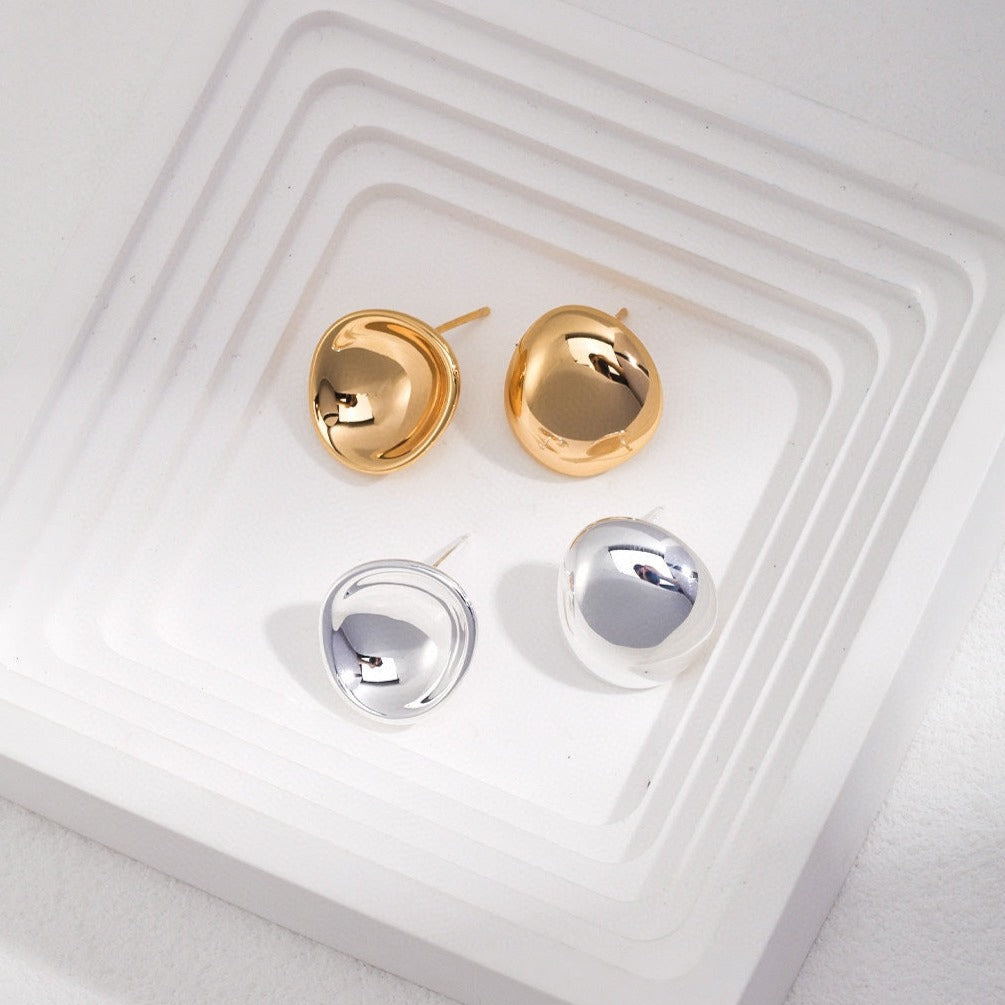 Pure silver asymmetric earring