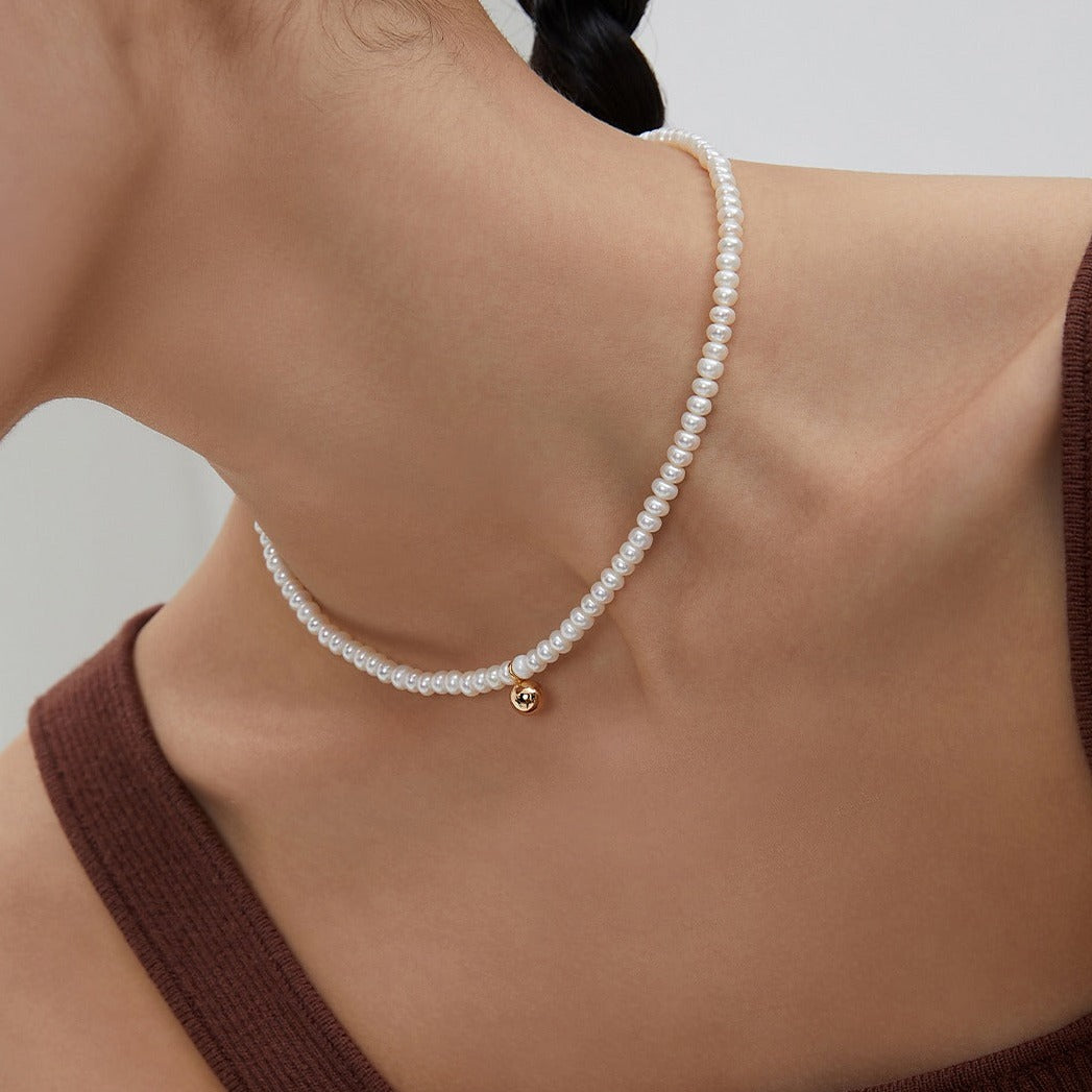 Vintage Gold Sterling Silver Pearl Necklace