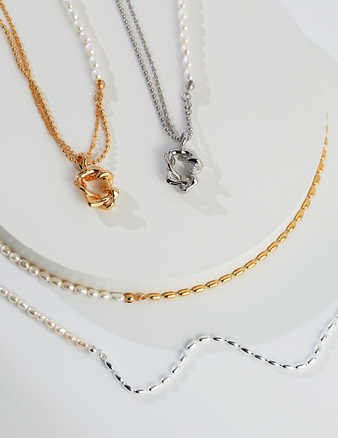 Sterling Silver Rice Pearl Necklace