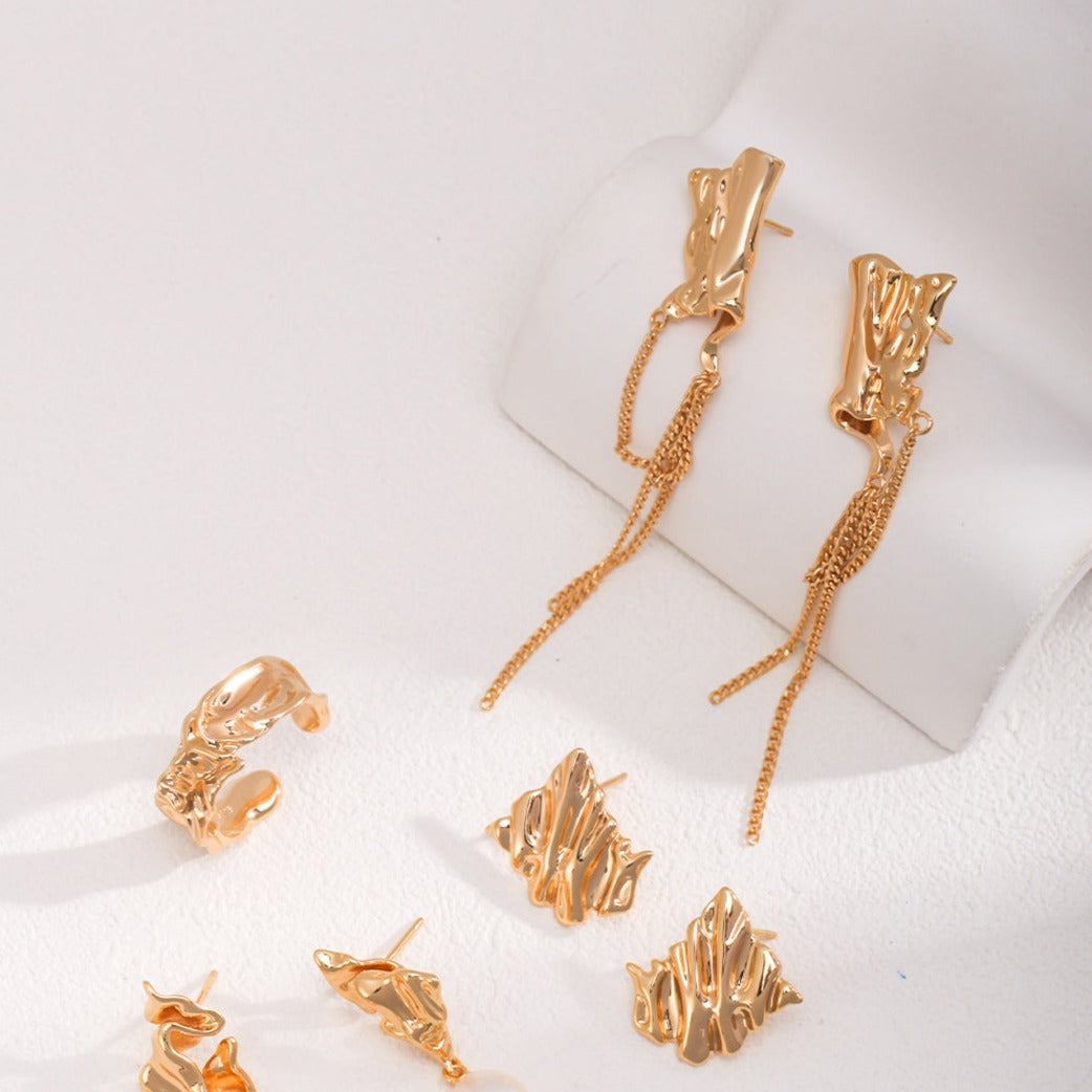 Folding paper Sterling Silver long Earrings