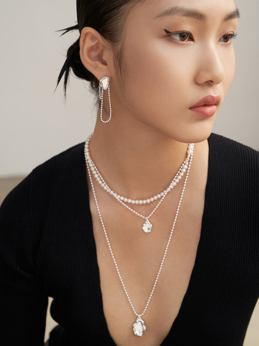 Silver Original Color/Vintage Gold Tassel Earrings - Mirror Pool Series