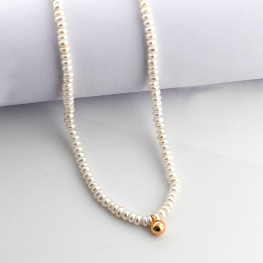 Vintage Gold Sterling Silver Pearl Necklace