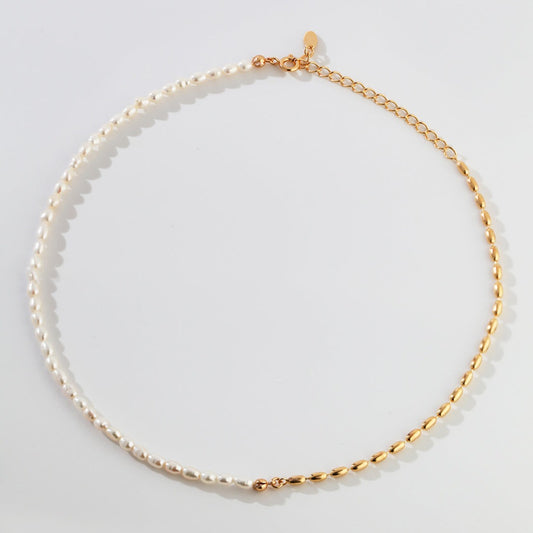 Sterling Silver Rice Pearl Necklace