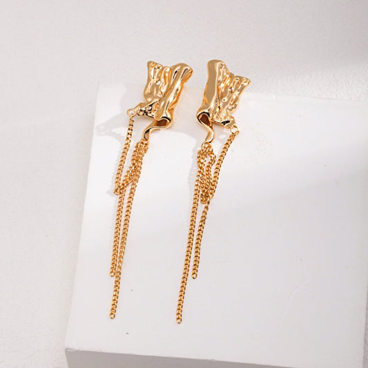 Folding paper Sterling Silver long Earrings